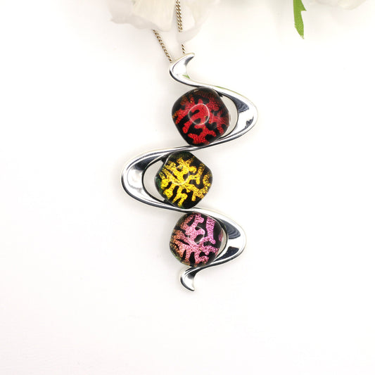 Gentle Curves Fused Glass Necklace - 3715