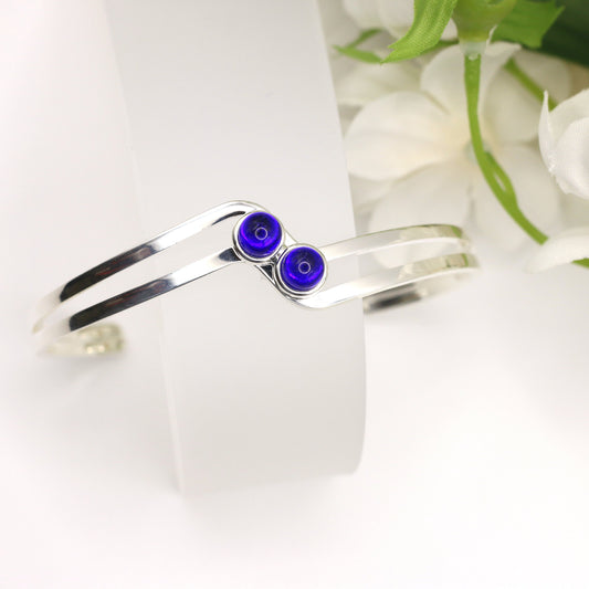 Wavy Fused Glass Cuff Bracelet - 3734