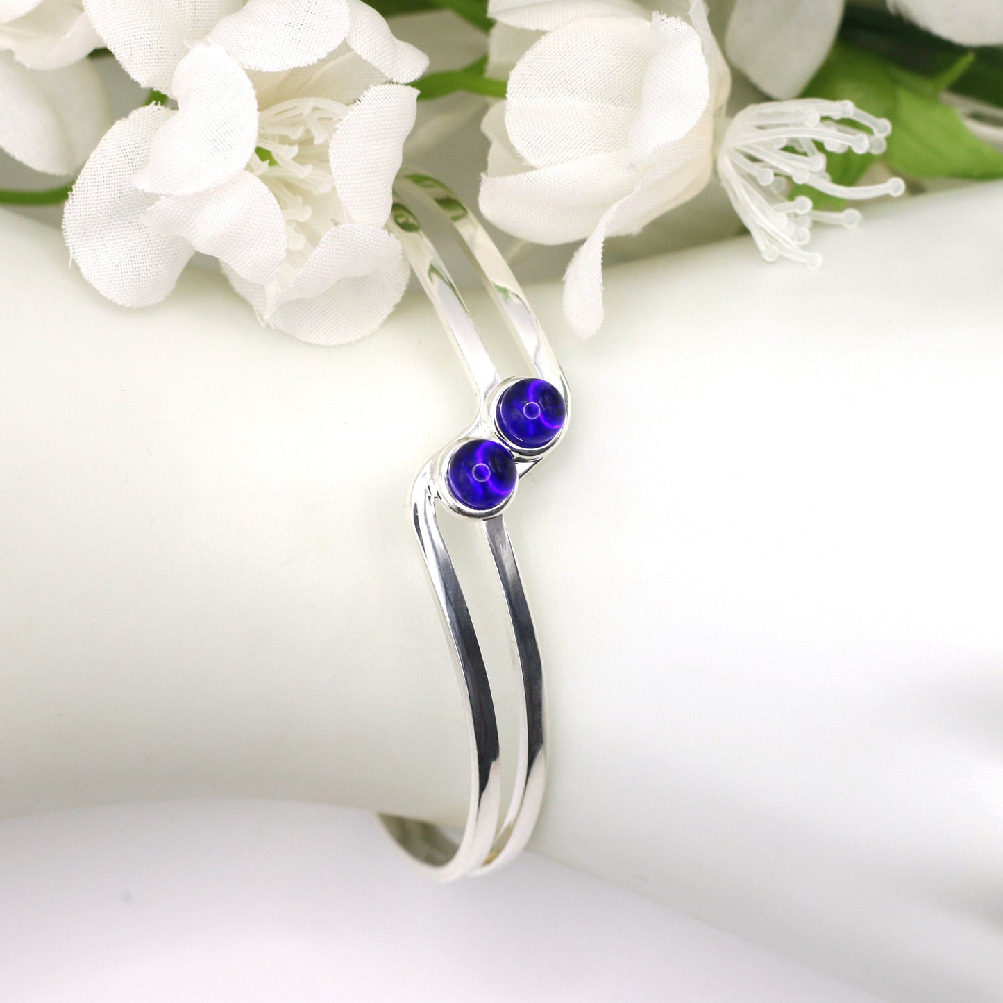 Wavy Fused Glass Cuff Bracelet - 3734