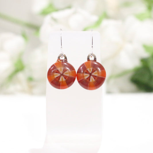 Button Fused Glass Earrings - 3752