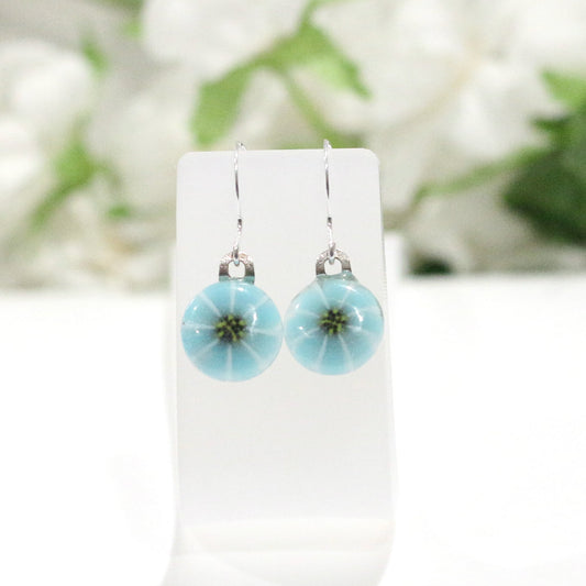 Small Floral Fused Glass Earrings - 3757