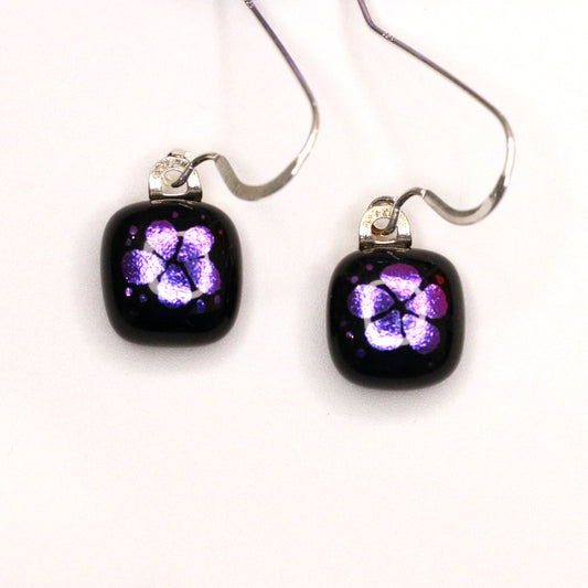 Flowers Fused Dichroic Glass Earrings - 3768