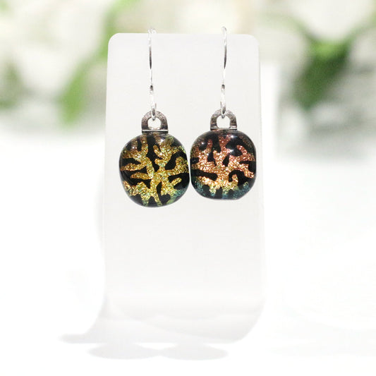 Branches Dichroic Fused Glass Earrings - 3777