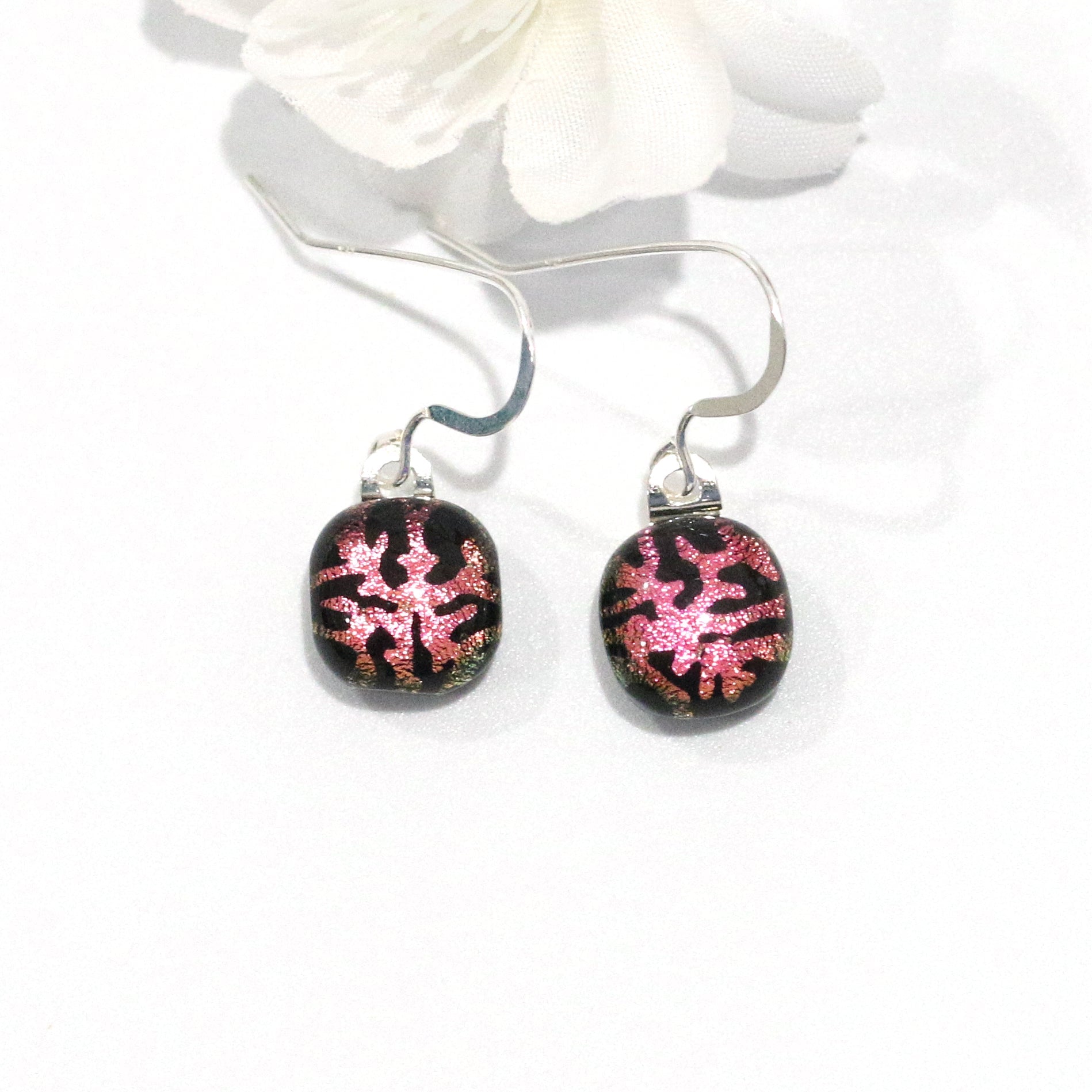 Branches Dichroic Fused Glass Earrings - 3778