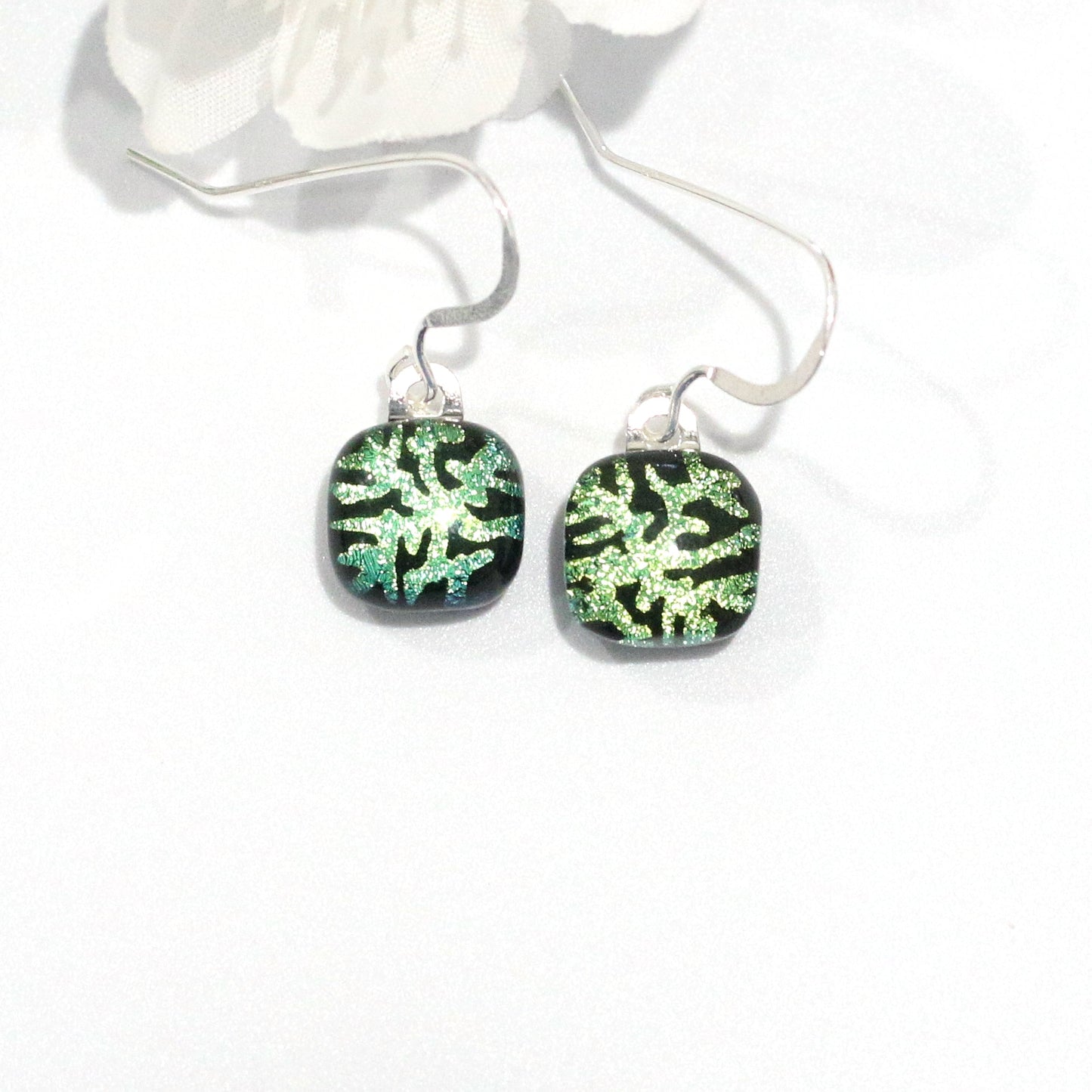 Branches Dichroic Fused Glass Earrings - 3781
