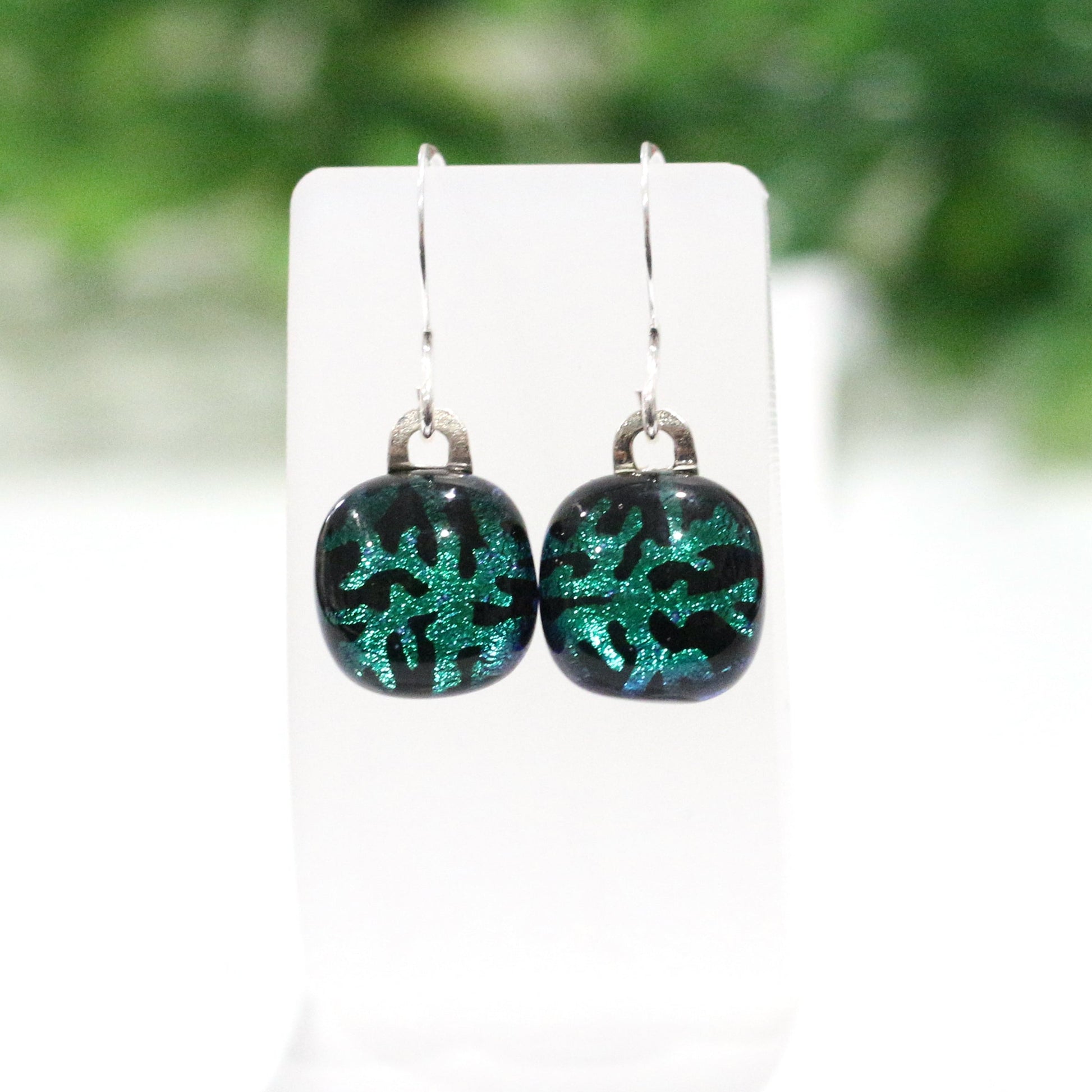 Branches Dichroic Fused Glass Earrings - 3782