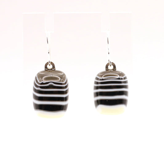 Striped Nugget Fused Glass Earrings - 3790