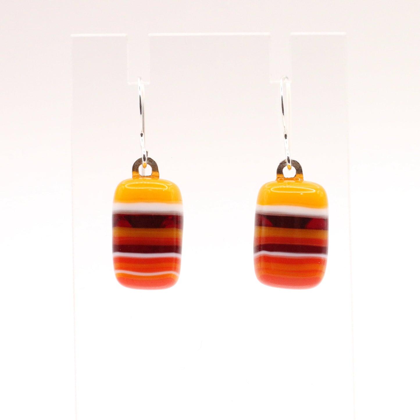 Striped Nugget Fused Glass Earrings - 3791