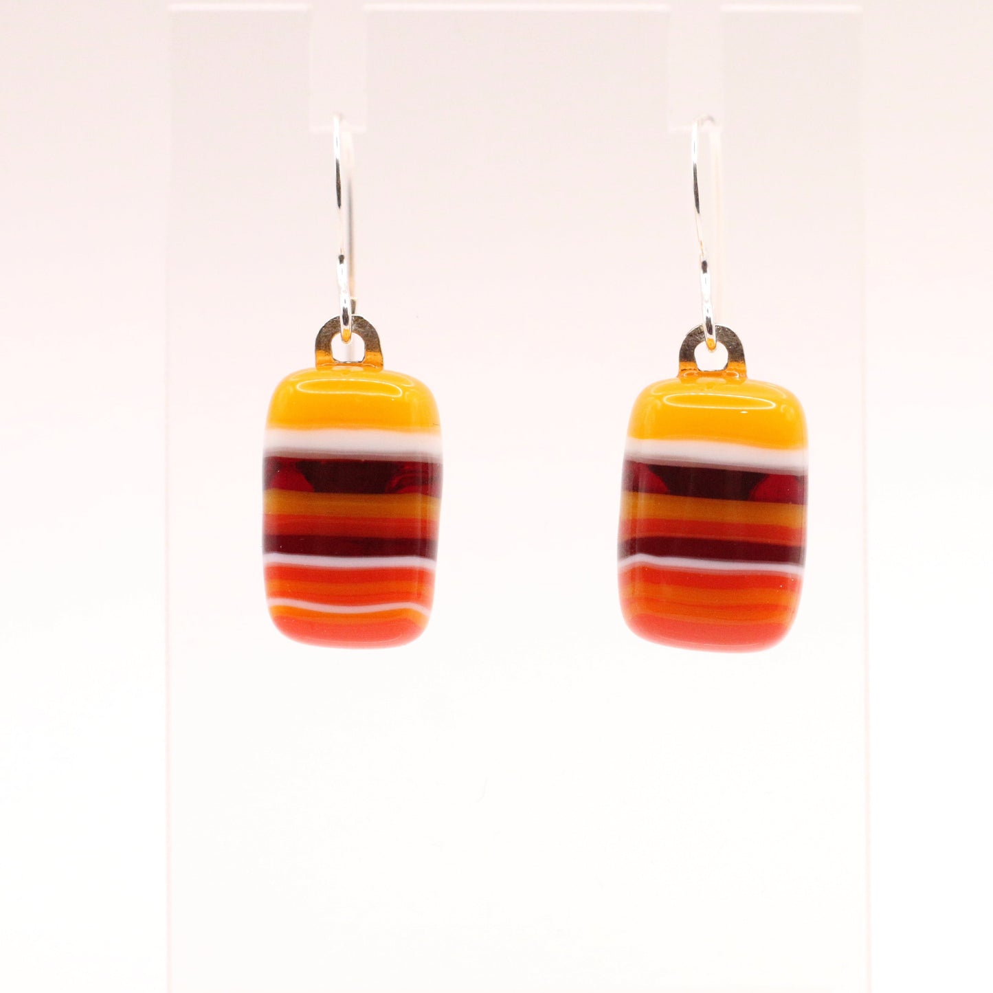 Striped Nugget Fused Glass Earrings - 3791