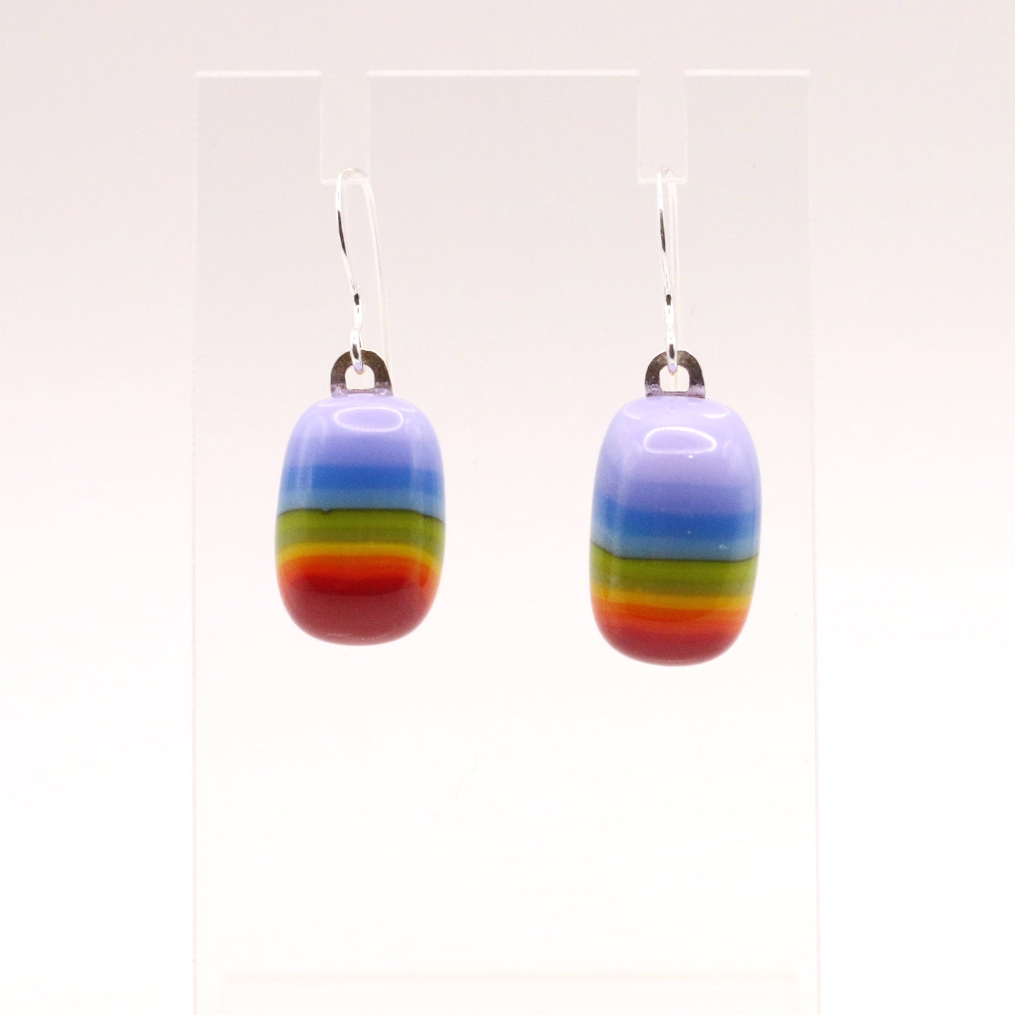 Striped Nugget Fused Glass Earrings - 3792