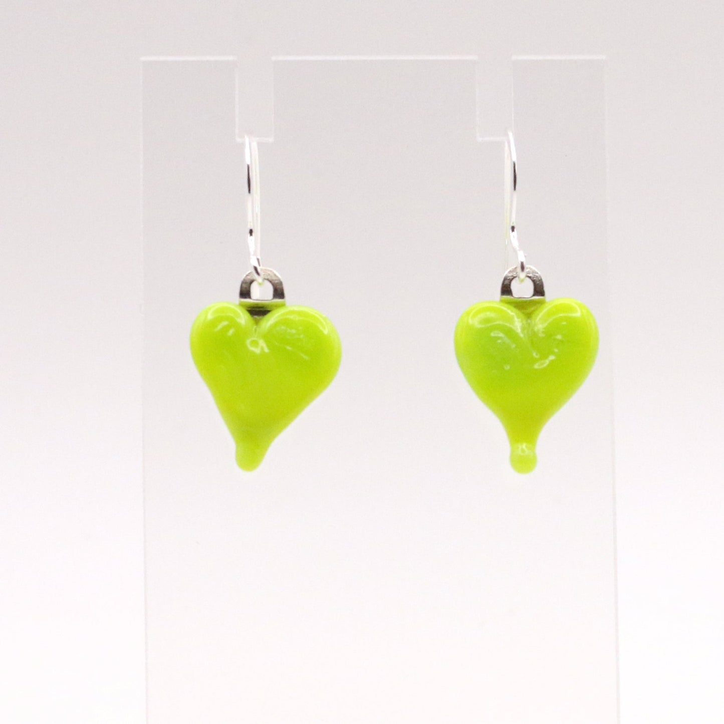 Heart Drop Fused Glass Earrings - 3798