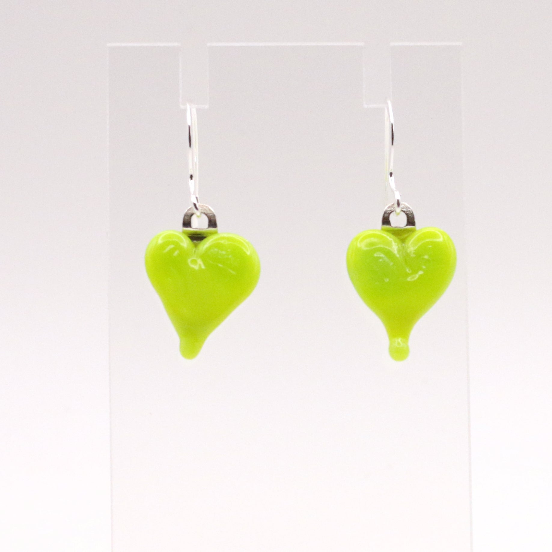 Heart Drop Fused Glass Earrings - 3798