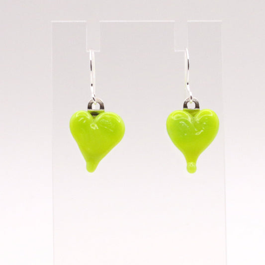 Heart Drop Fused Glass Earrings - 3798