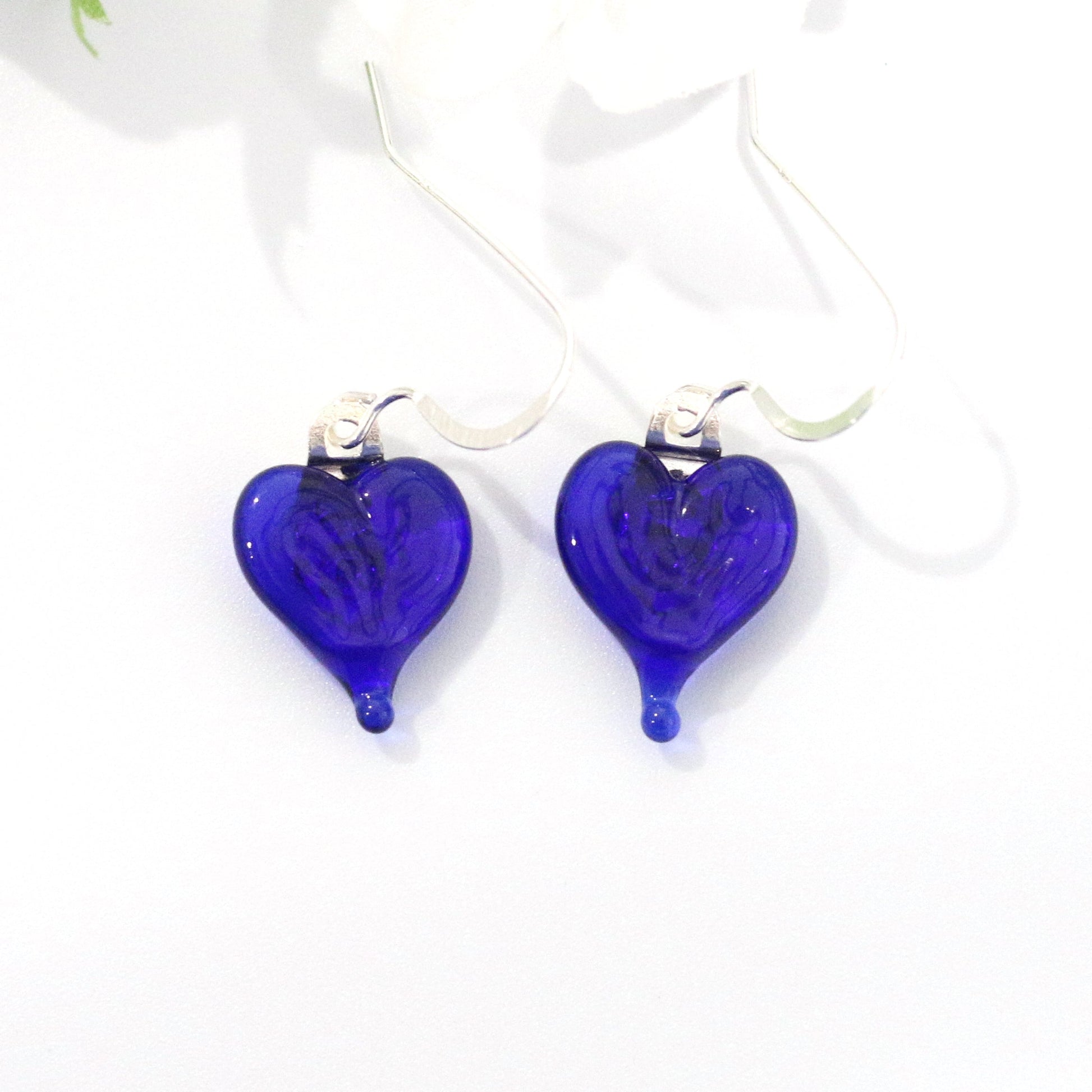 Heart Drop Fused Glass Earrings - 3799