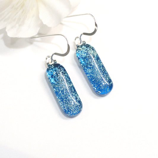 Sparkler Dichroic Fused Glass Earrings - 3812