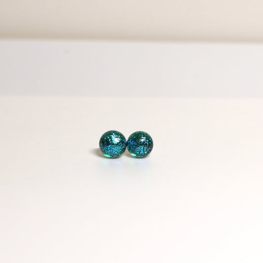 Tiny Dichroic Fused Glass Earring Studs - 3824