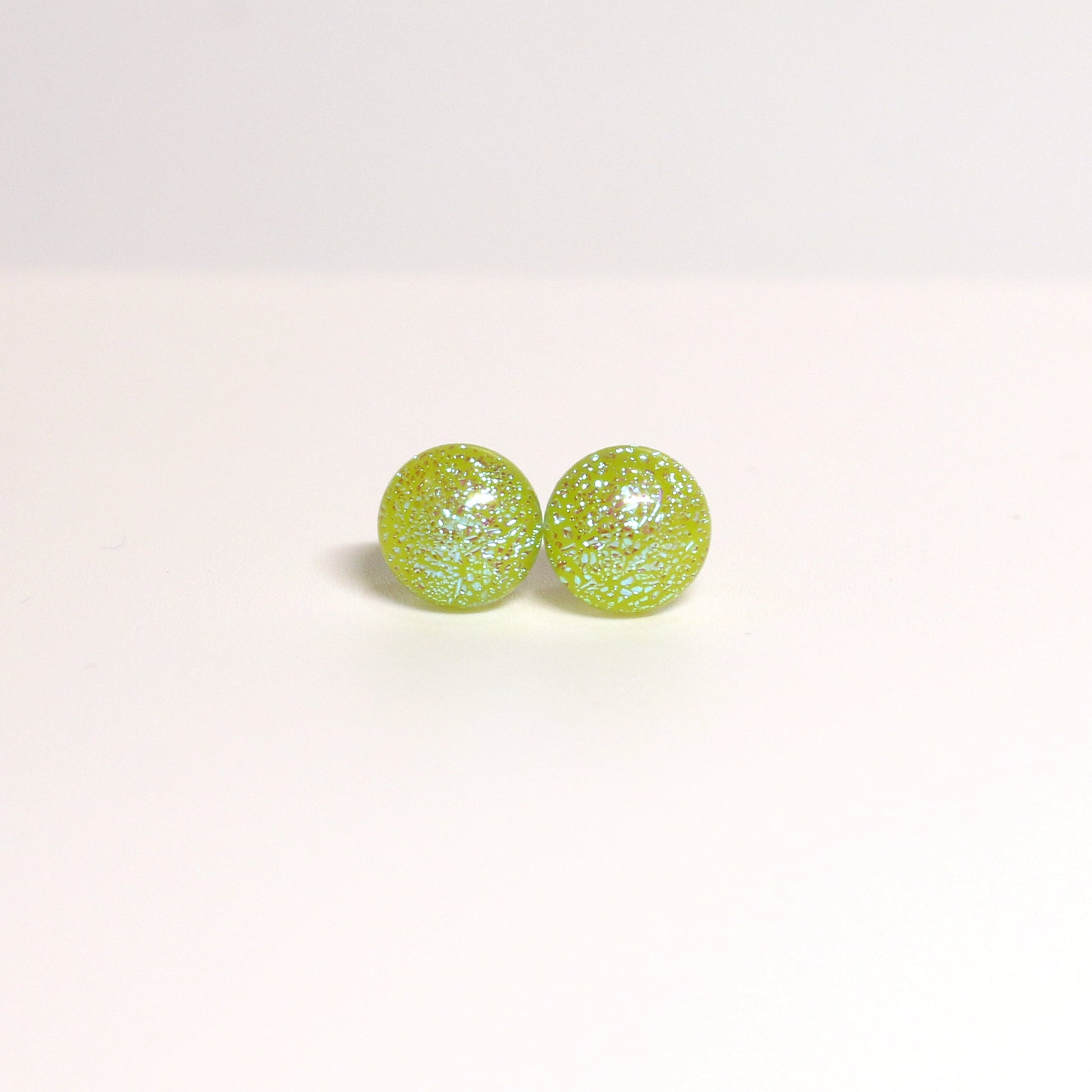 Tiny Dichroic Fused Glass Earring Studs - 3827