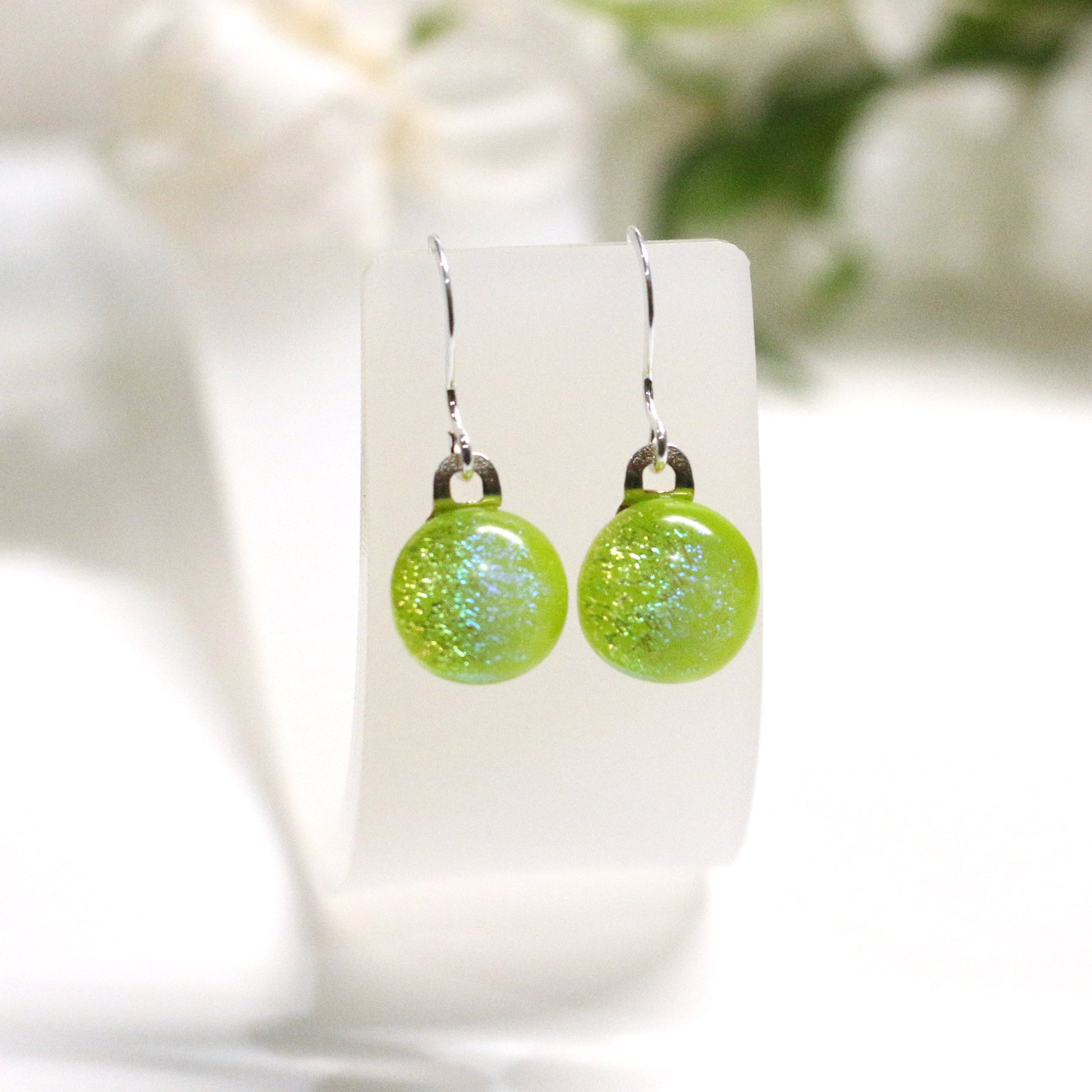 Dichroic Fused Glass Earring Dots - 3848