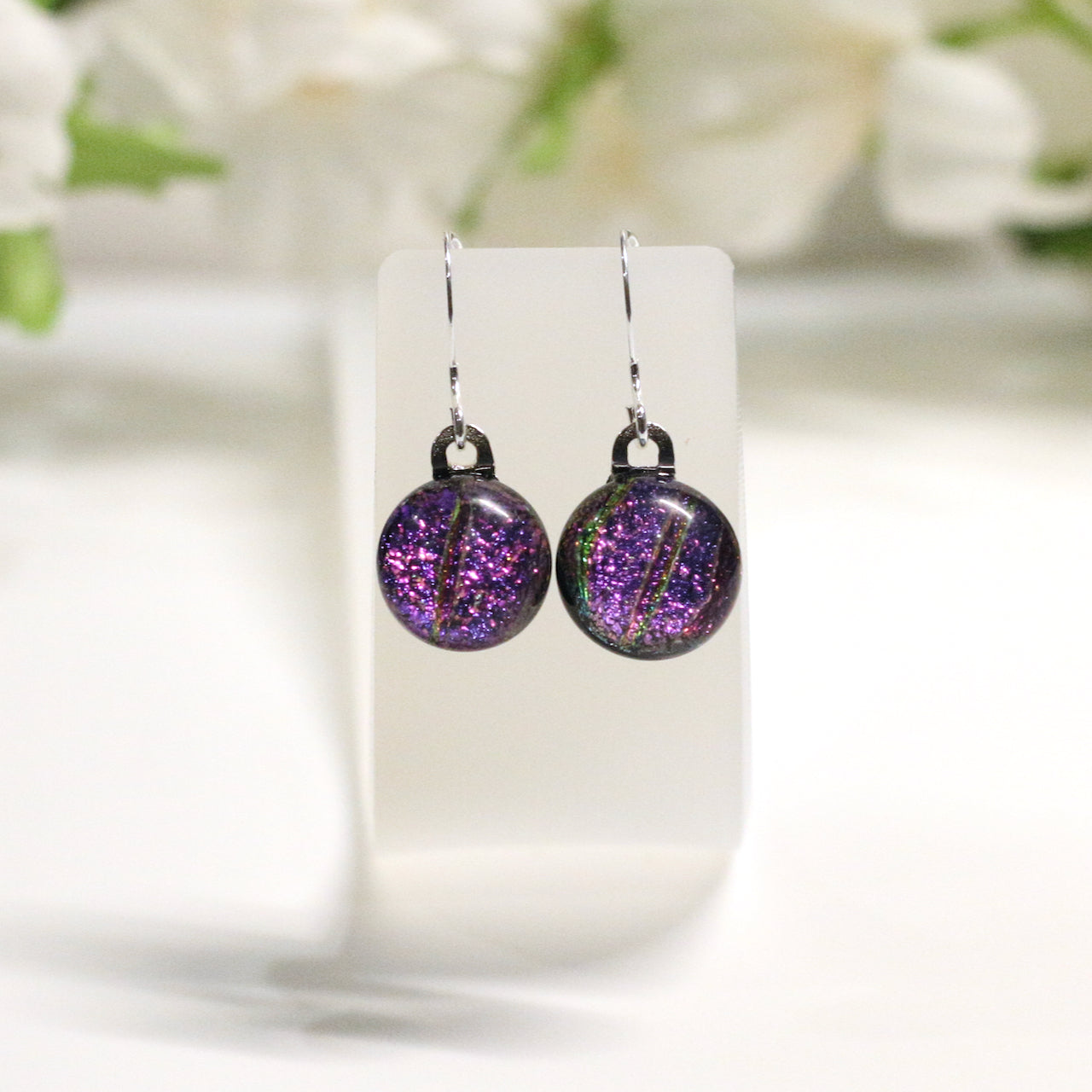 Dichroic Fused Glass Earring Dots - 3866