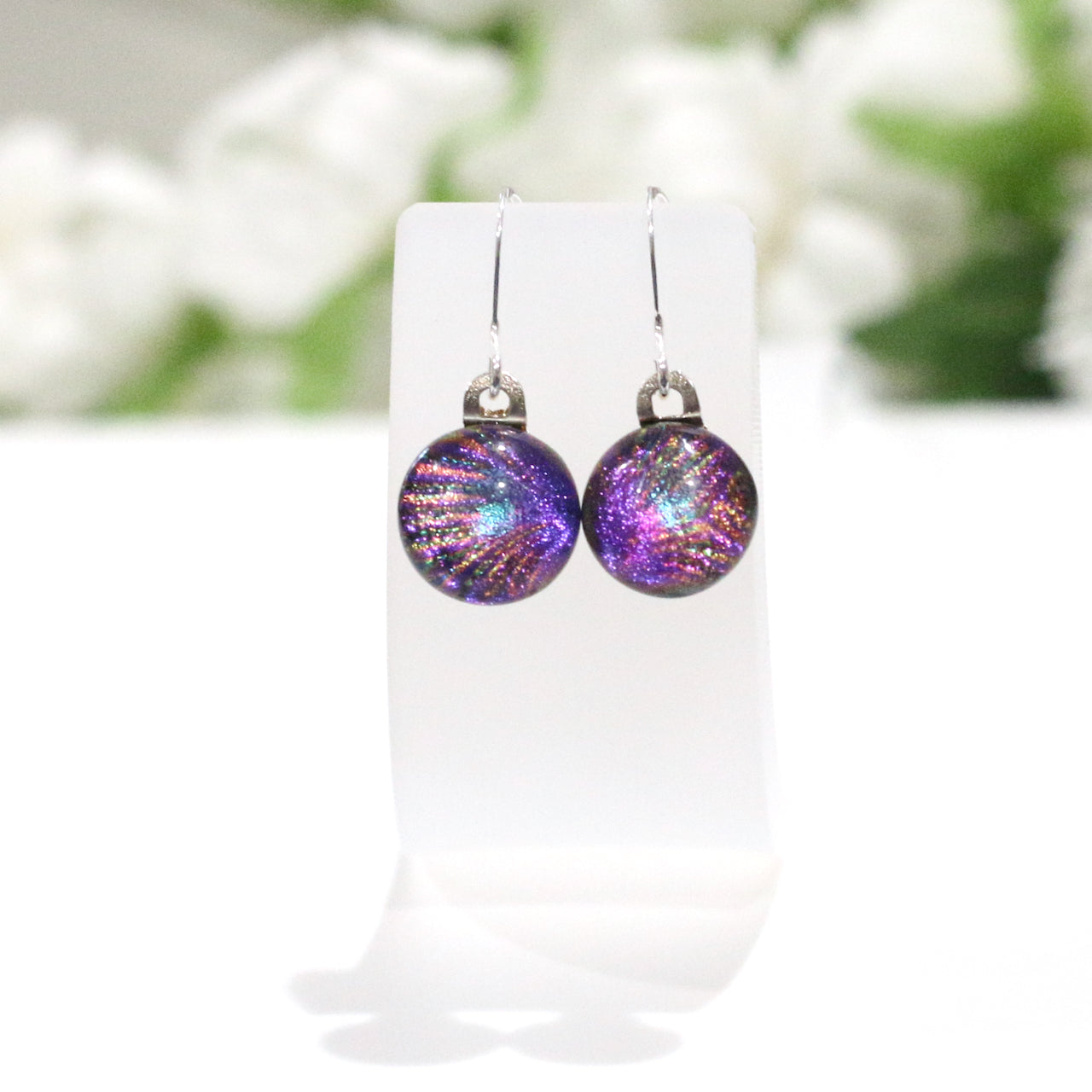 Dichroic Fused Glass Earring Dots - 3867