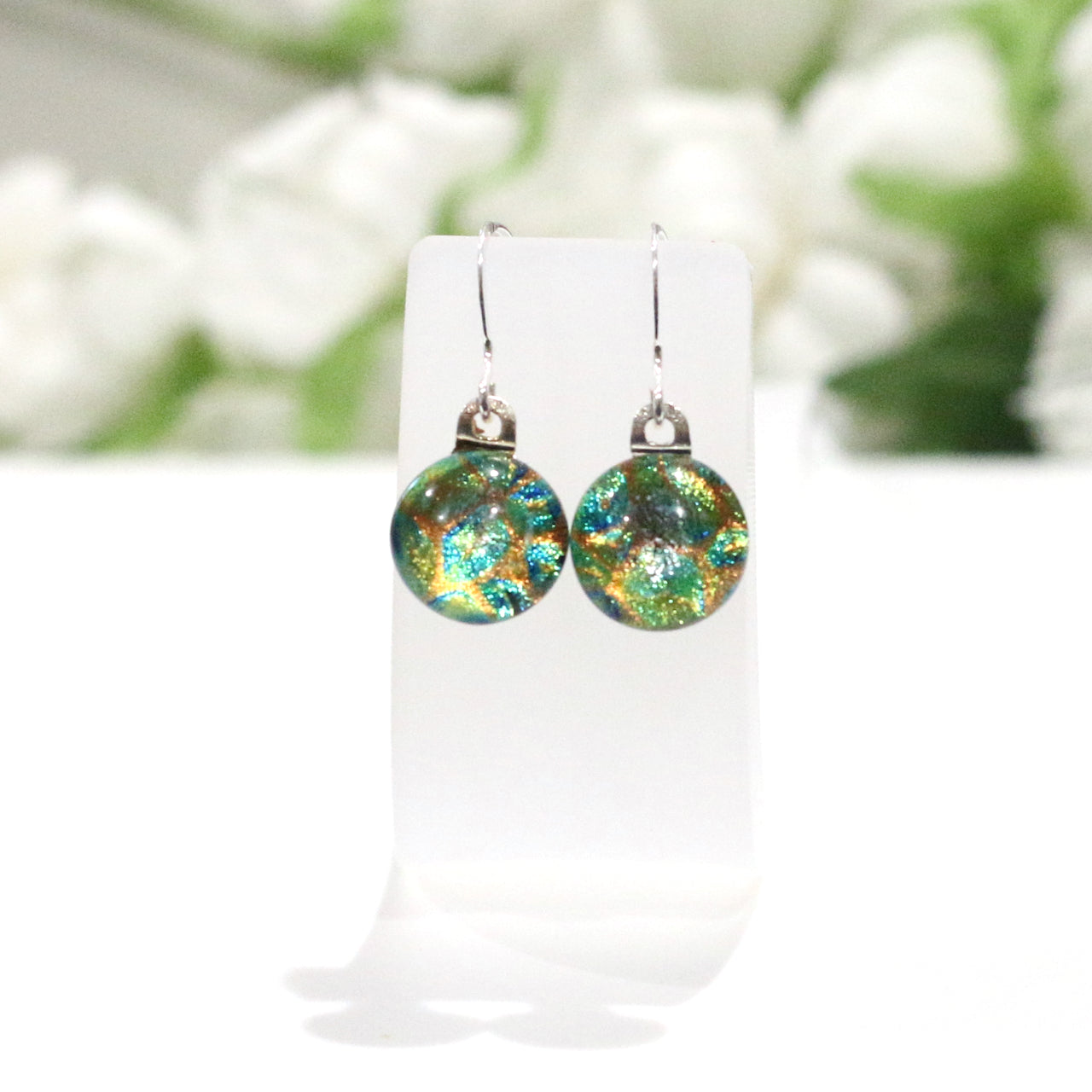 Dichroic Fused Glass Earring Dots - 3869