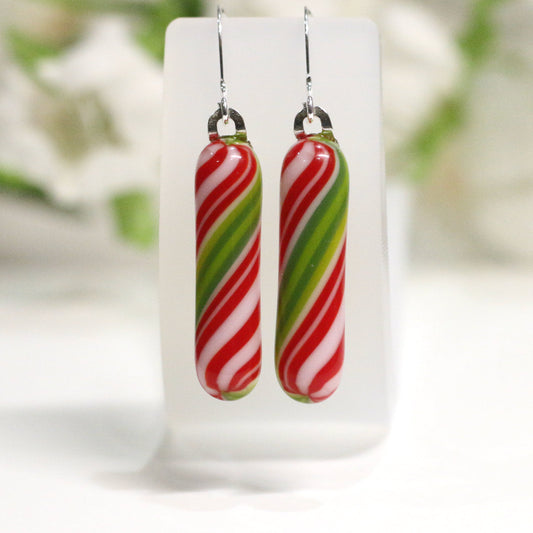 Christmas Fused Glass Earrings - 3873