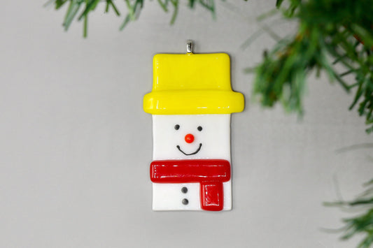 Fused Glass Snowman Ornament 9444