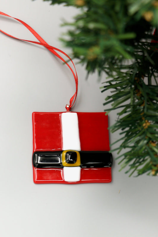 Fused Glass Santa Ornament 9452