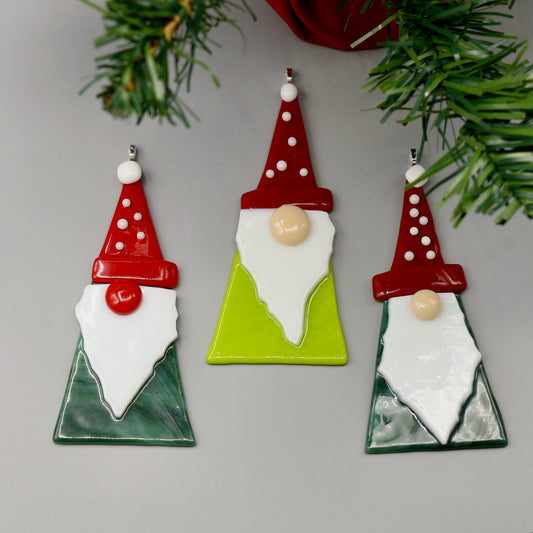 Fused Glass Gnome Ornament 9459