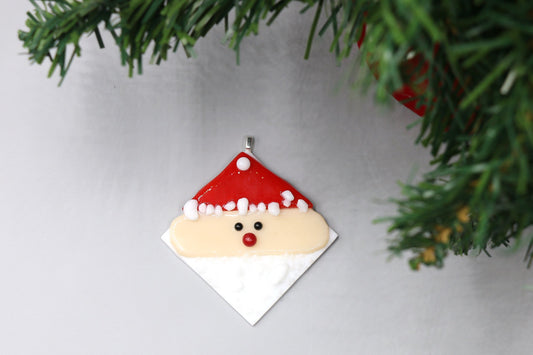 Fused Glass Santa Ornament 9447