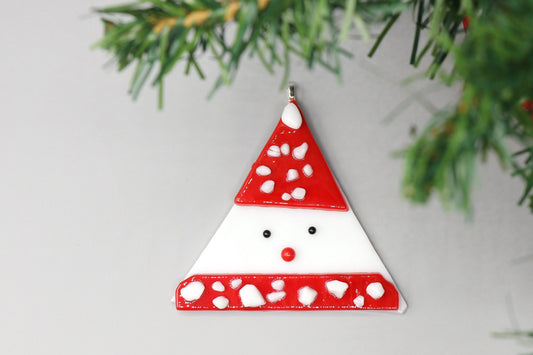 Fused Glass Santa Ornament 9451